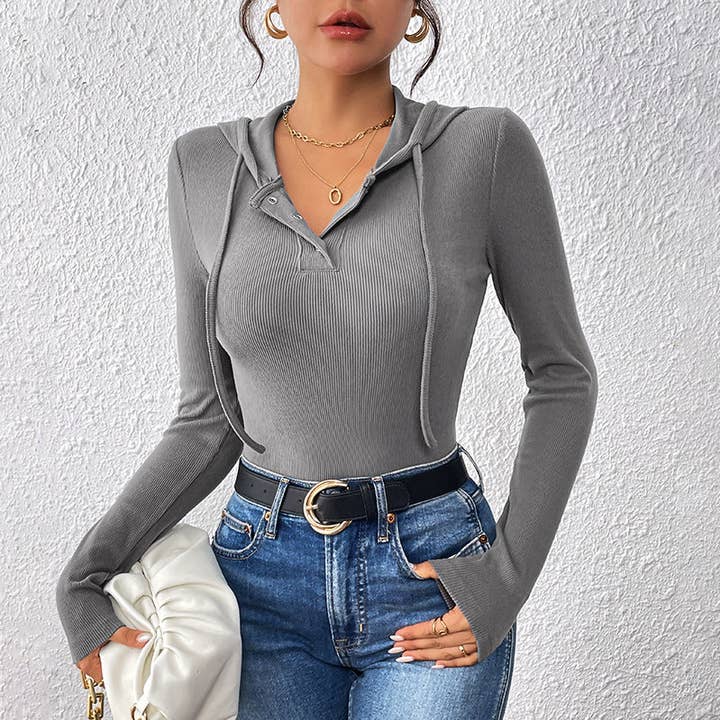 Gray Solid Color Slim Fit Fashion Onesie for wholesale on Faire