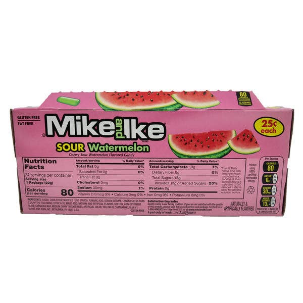 I Got Your Candy - Wholesale Gummy - Mike & Ike Sour Watermelon Pre-Priced 0.78oz - 24ct
