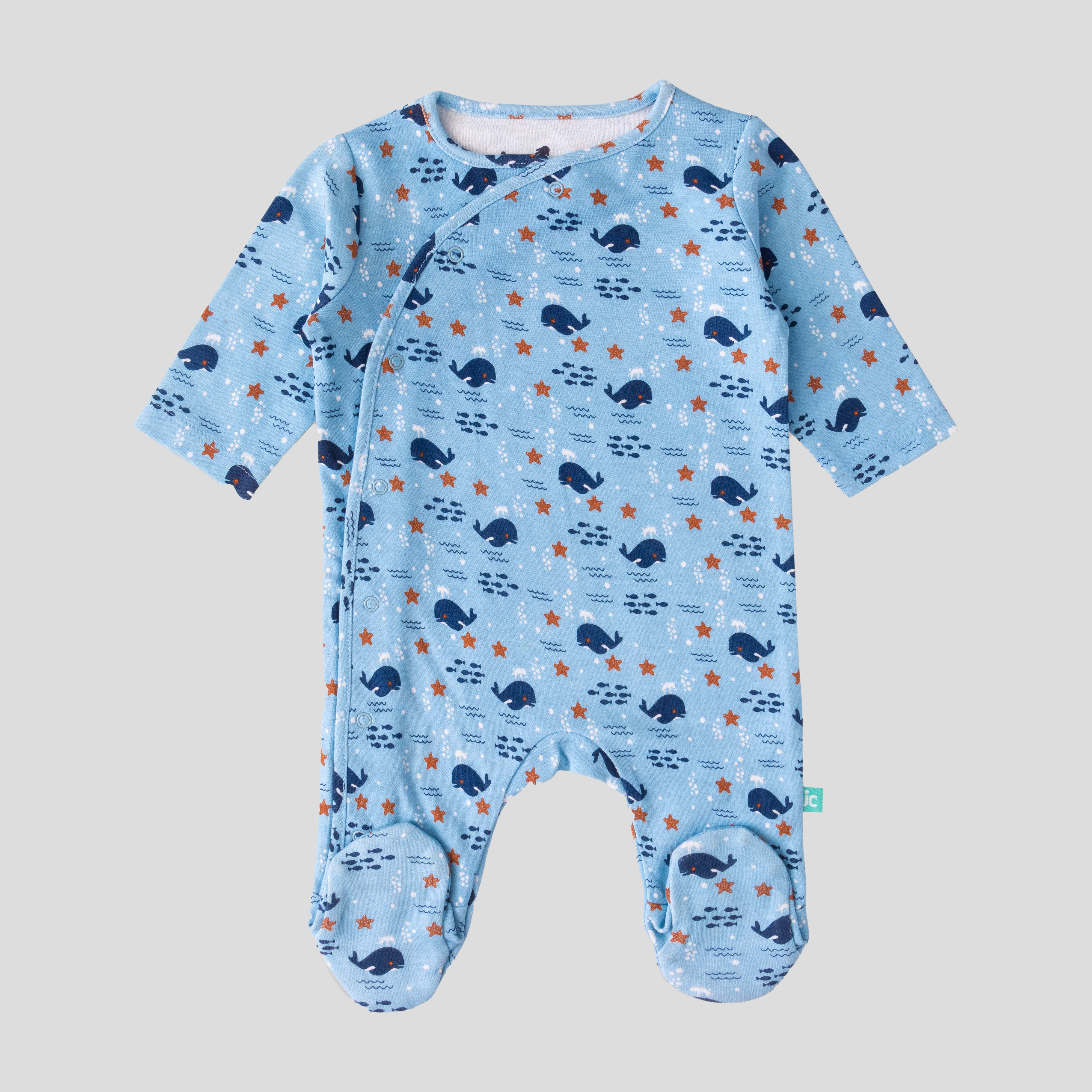 Juscubs (KaiterFly) - Wholesale Clothing Set - Baby - Soft Cotton Gift Set for Newborn Babies - Whale Blue3