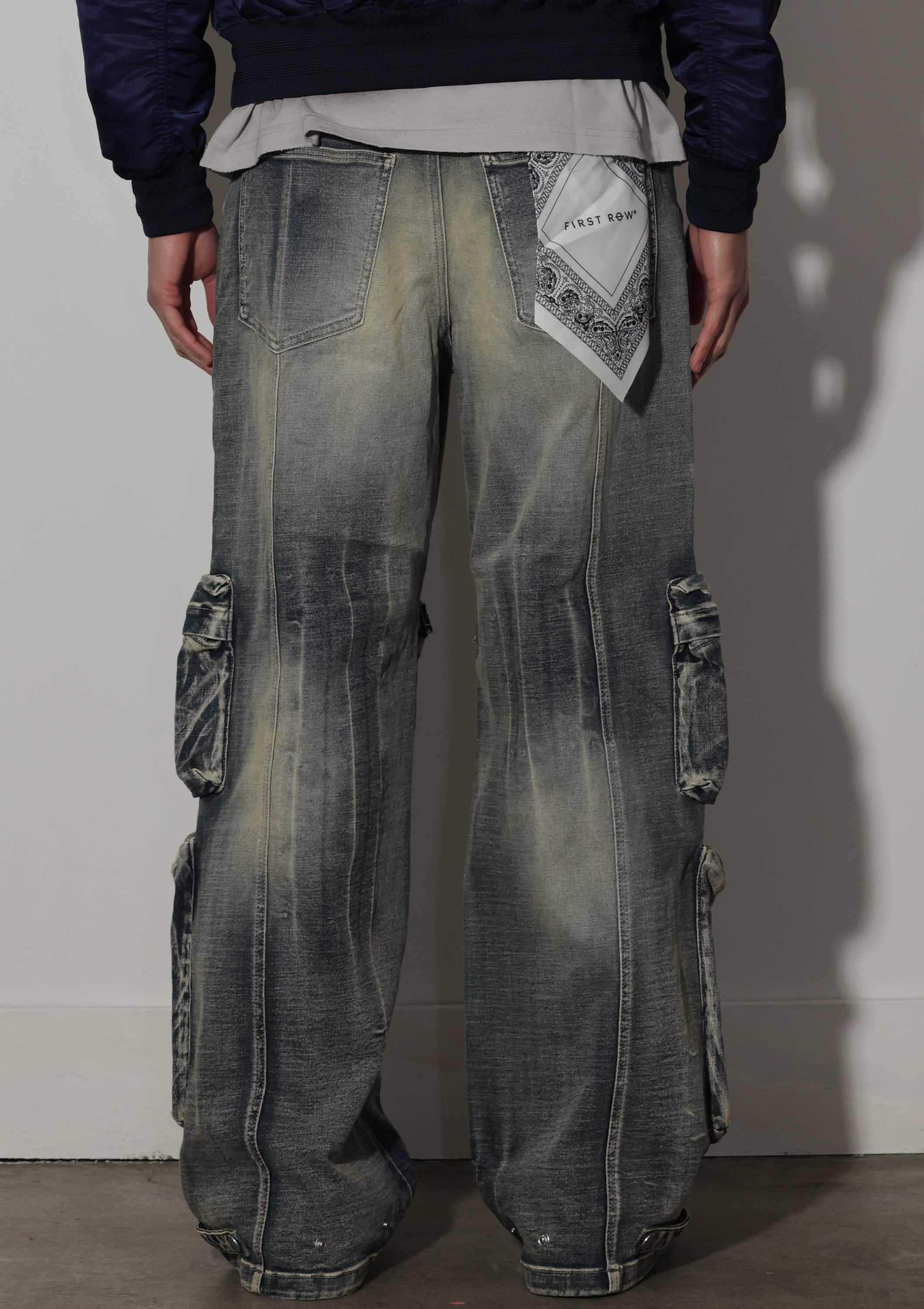 First Row - Vente Jean – homme - Pantalon cargo large en denim utilitaire Y2K5
