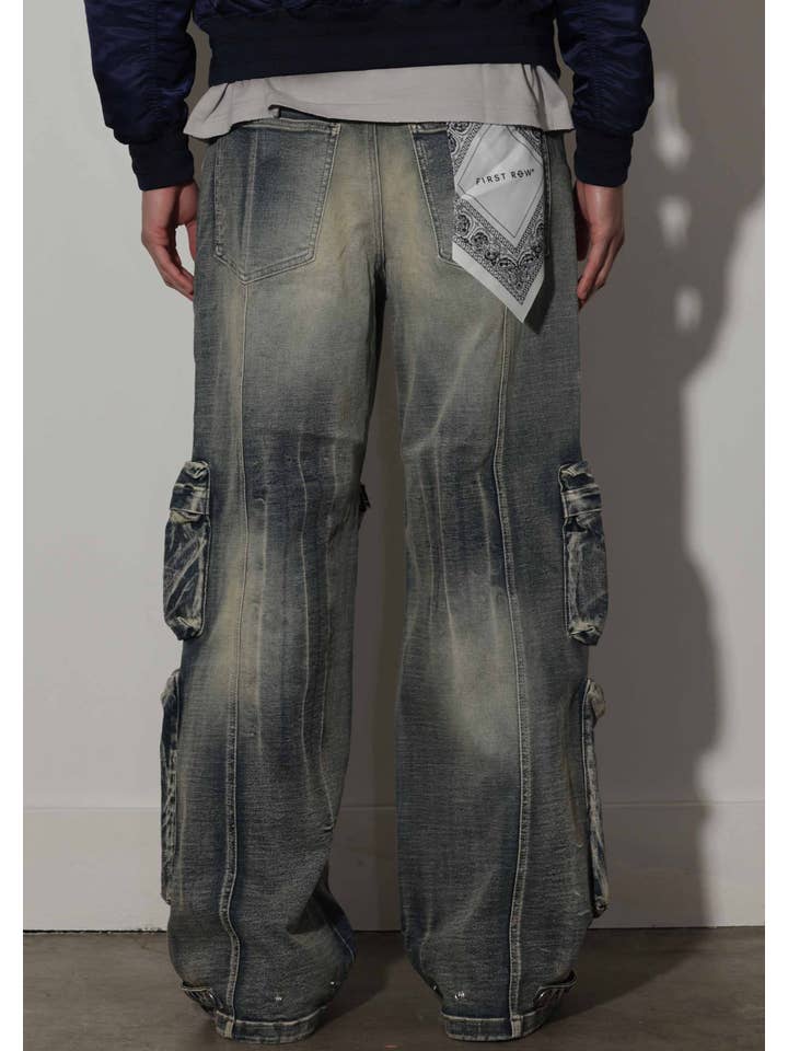 First Row - Wholesale Jeans - Men's - Y2K UTILITY CARGO DENIM PANTS5