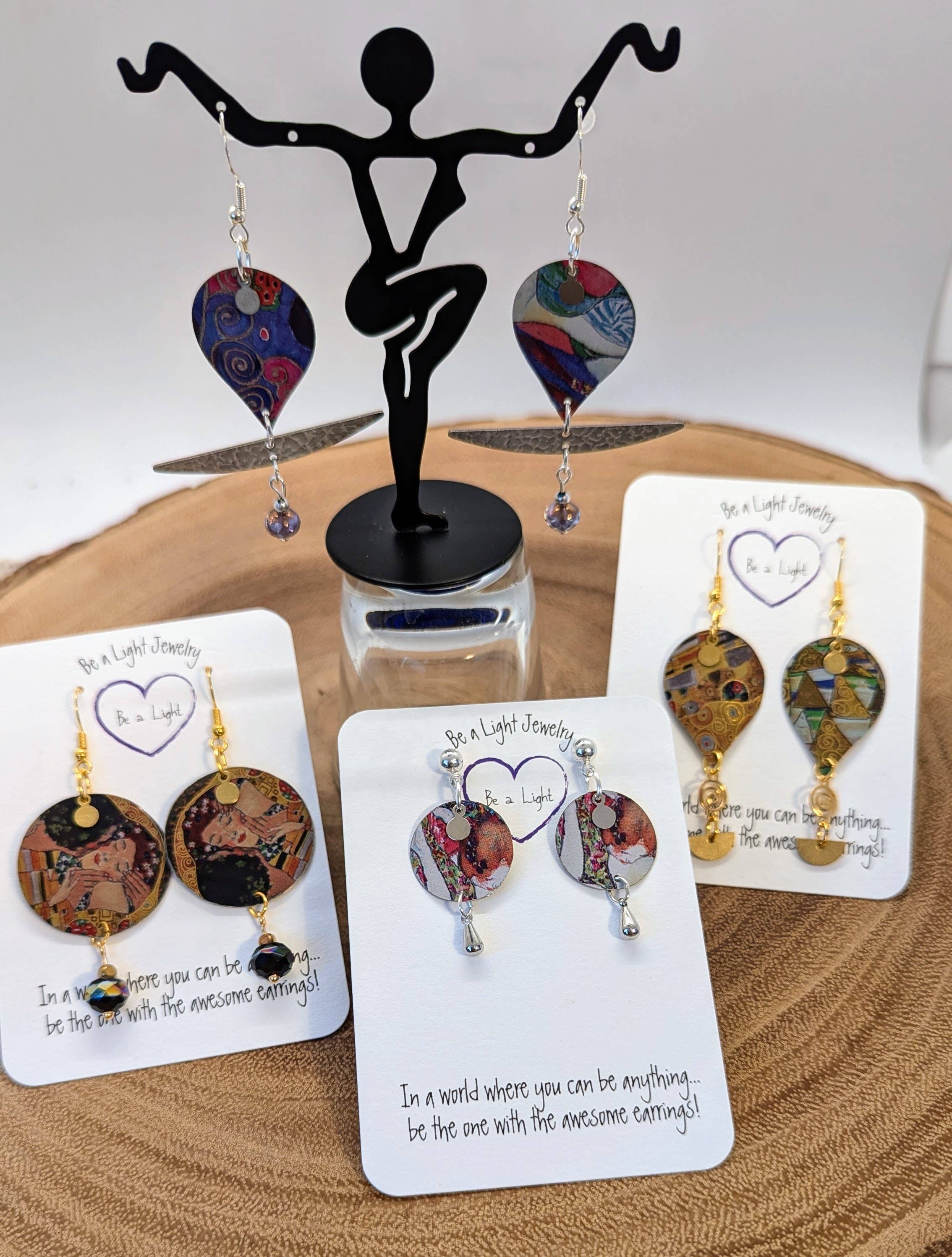 Be a Light Jewelry - Wholesale Dangle Earrings - Klimt Earrings, Set of 12,  Upcycled Earrings Collection #41