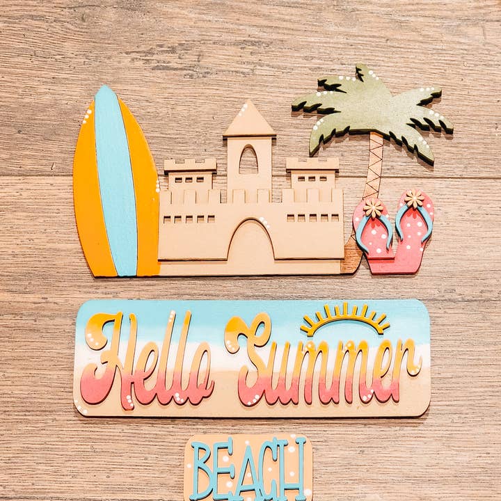 Hollow Grove Designs - Wholesale Door Hanger - Hello Summer Truck Insert| Interchangeable Beach Door Hanger
