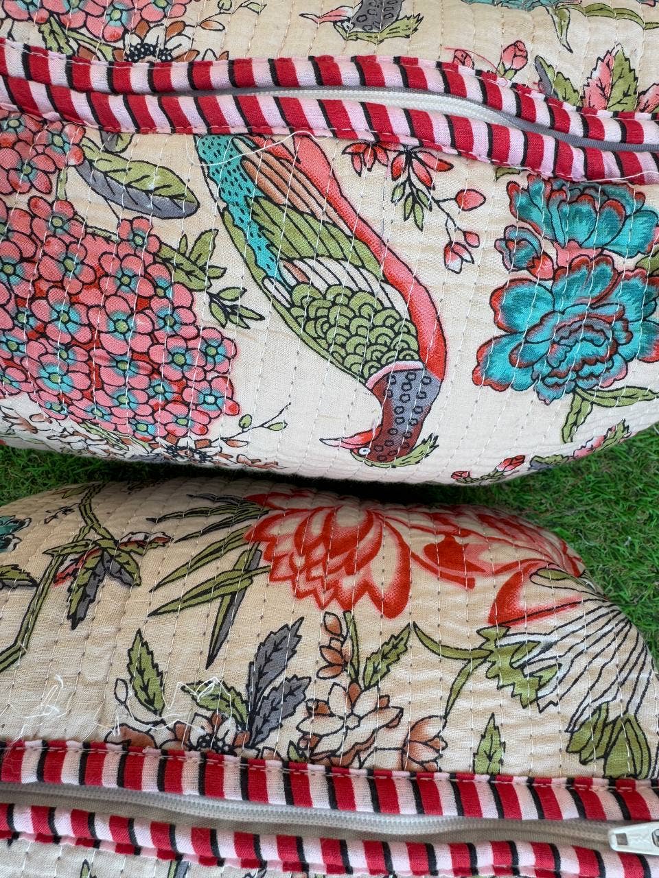 Bhawana Handicrafts - Wholesale Makeup/Cosmetic Bag - Bird Printed Beautiful Bag Cosmetic Bag Quilted Cotton Pouch1