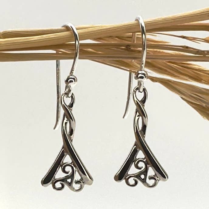Looped Triskelion Earrings in Sterling Silver for wholesale by The Green Gecko