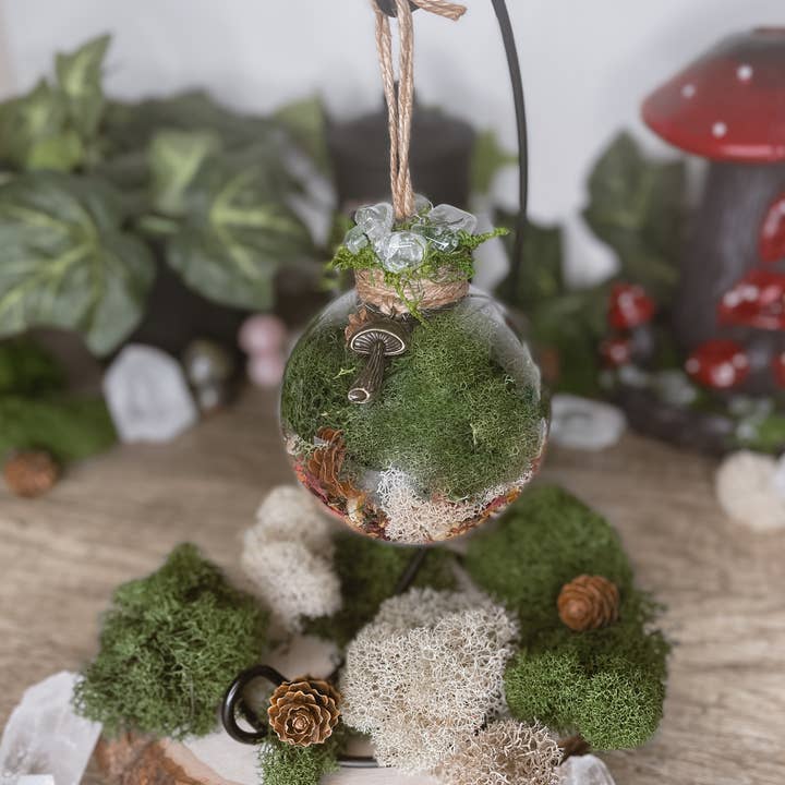 Moondust and Raven - Wholesale Decorative Tabletop Object - Forest Witch Ball, Witchy Decor, Cottagecore Mushroom Decor