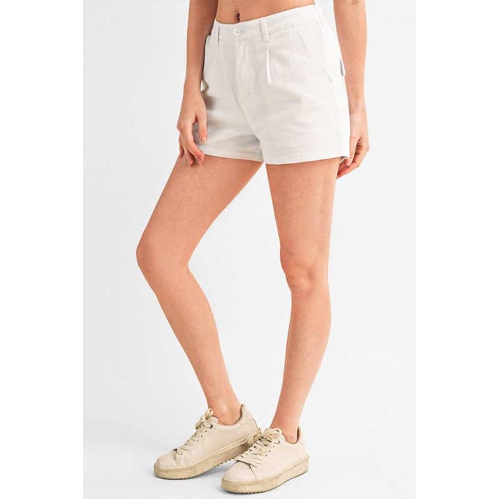 UP CLOTHING - Wholesale Shorts - Women's - COTTON TWILL PLEATED SHORTS W ELASTIC WAISTBAND4