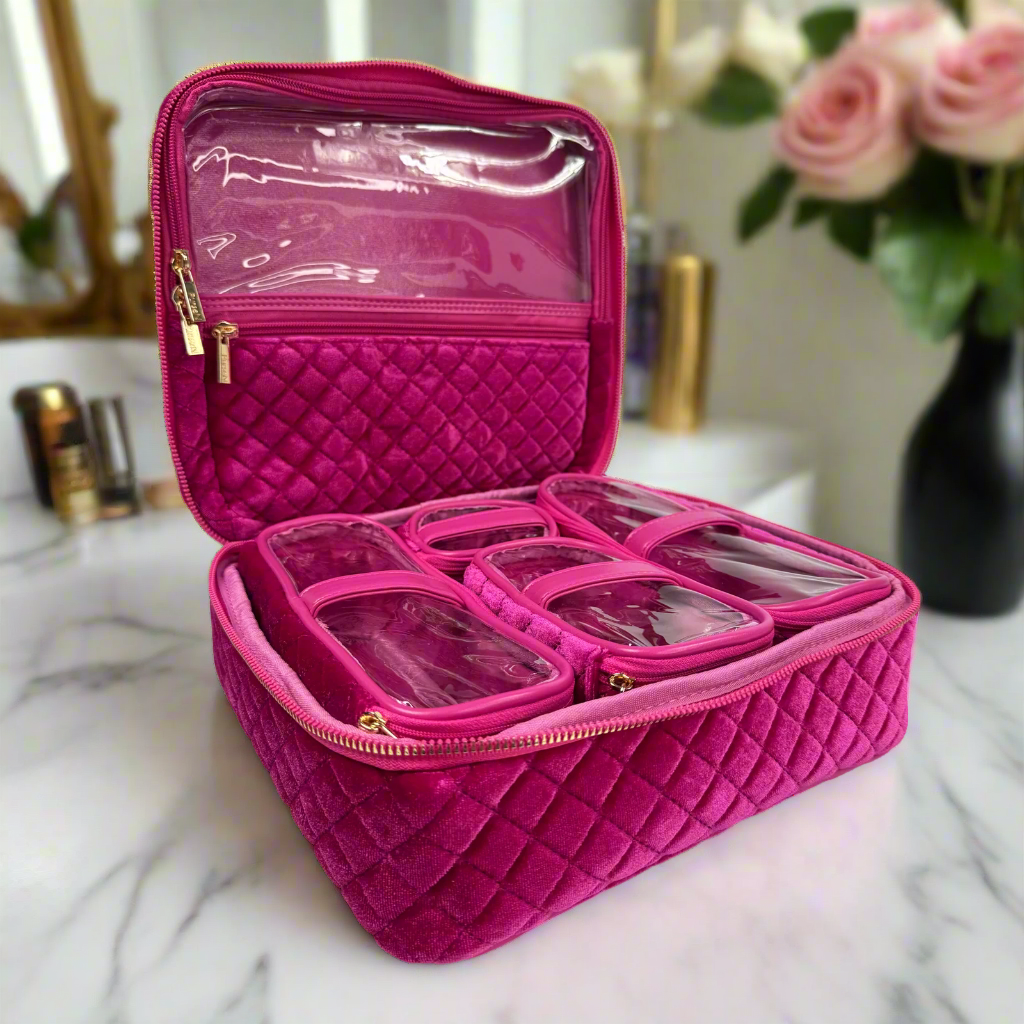 PurseN (new) - Wholesale Makeup/Cosmetic Bag - Mini Diva Makeup Case - Fuchsia Velvet2