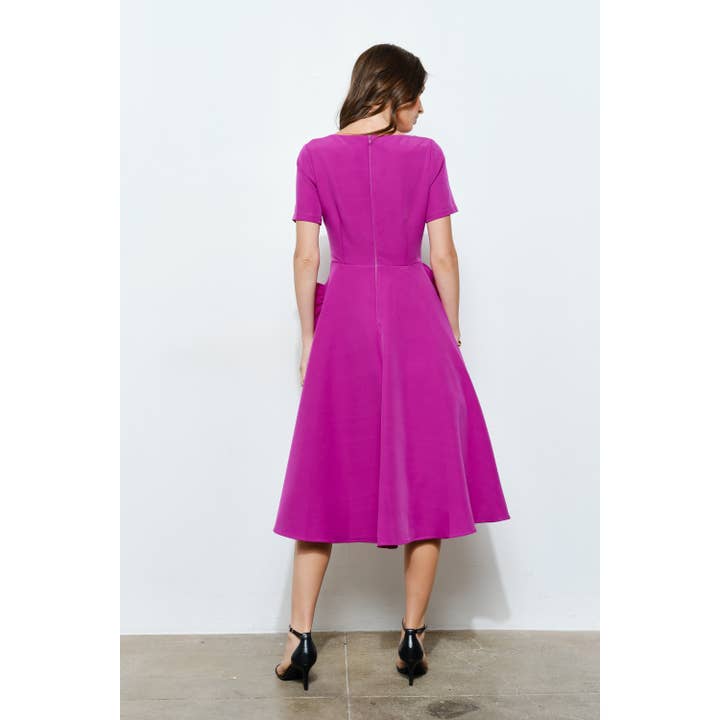 INA - Wholesale Dress - Women's - Elegant Rose Applique A-Line Midi Dress3