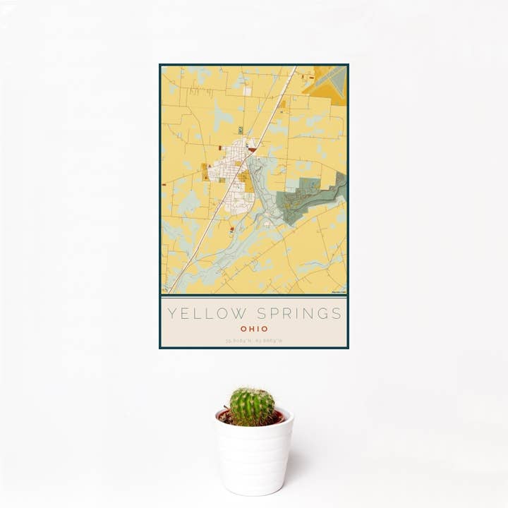 Yellow Springs OH Map Print Woodblock for wholesale by JACE.design