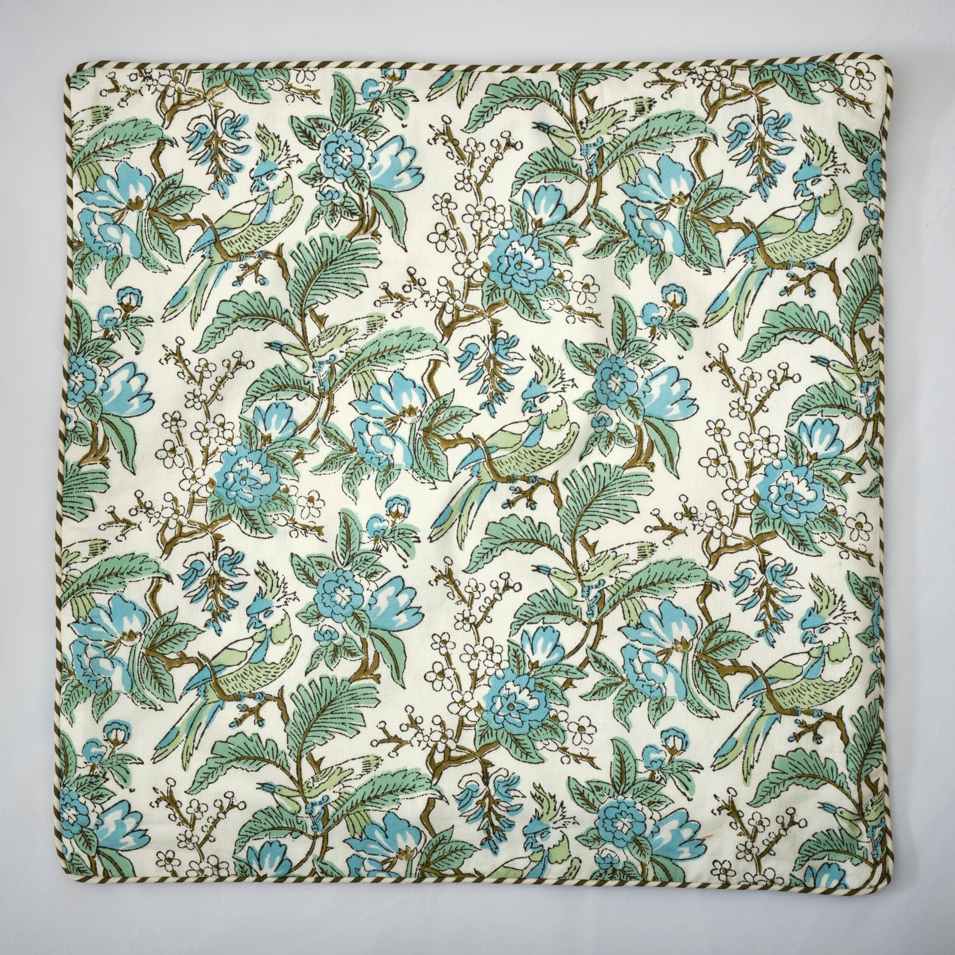 Fabricrush – wholesale Throw pillow cover – Eliza Green Hand Block Printed Floral Throw Pillow Covers4