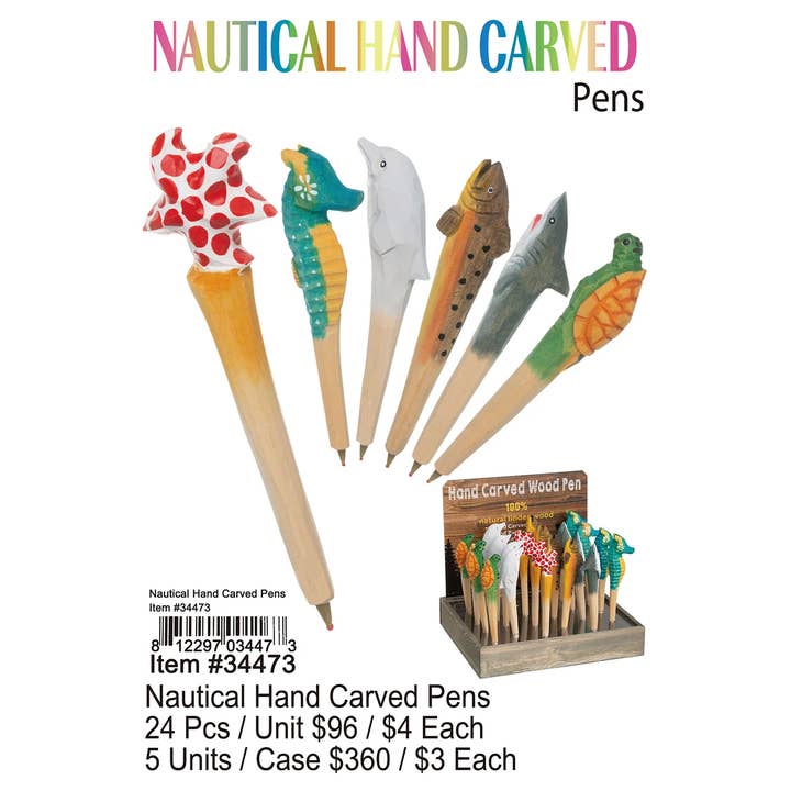 Puka Creations - Wholesale Pen - Nautical Hand Carved Pens