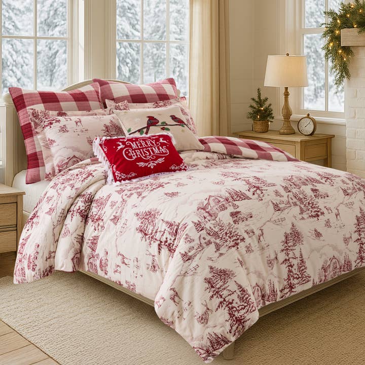 Red Winter Sleigh Ride Duvet Cover/Comforter Set for wholesale on Faire1