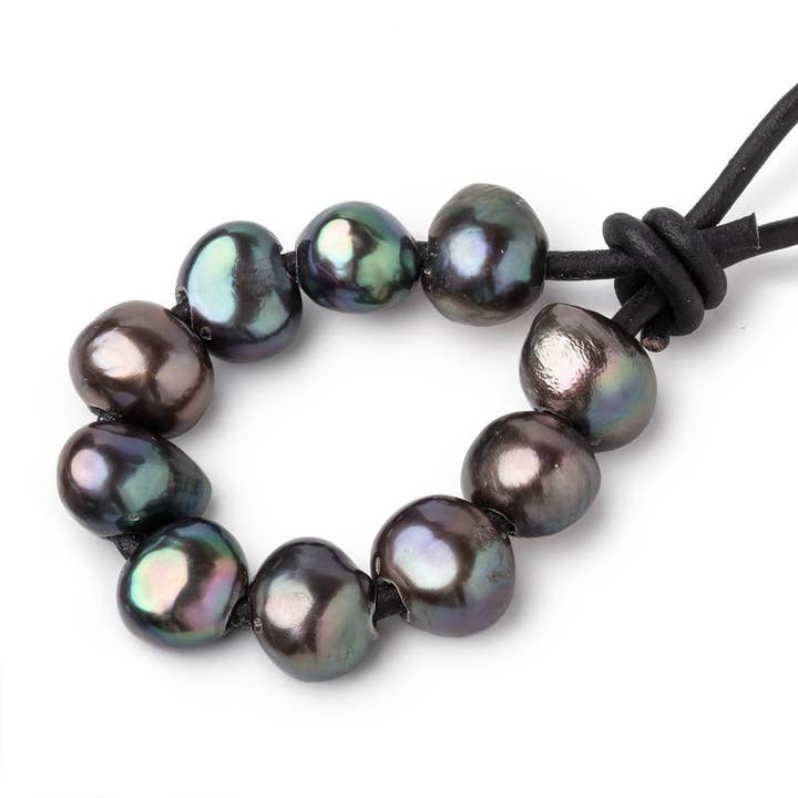 9-10mm Peacock Baroque Large Hole Freshwater Pearls 10 pcs for wholesale by The Bead Traders