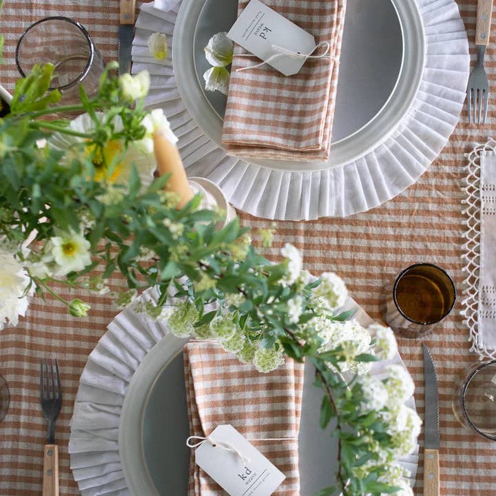 kd weave - Wholesale Tablecloth - Tan Gingham Tablecloth