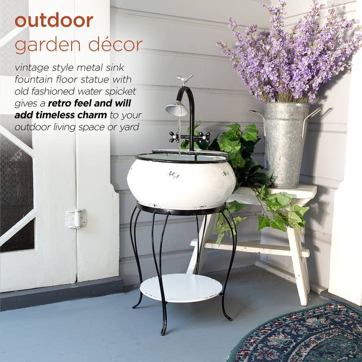 Alpine Corporation - Wholesale Outdoor Ornament/Decor - Alpine Corporation Outdoor Vintage Sink Fountain and Stand5