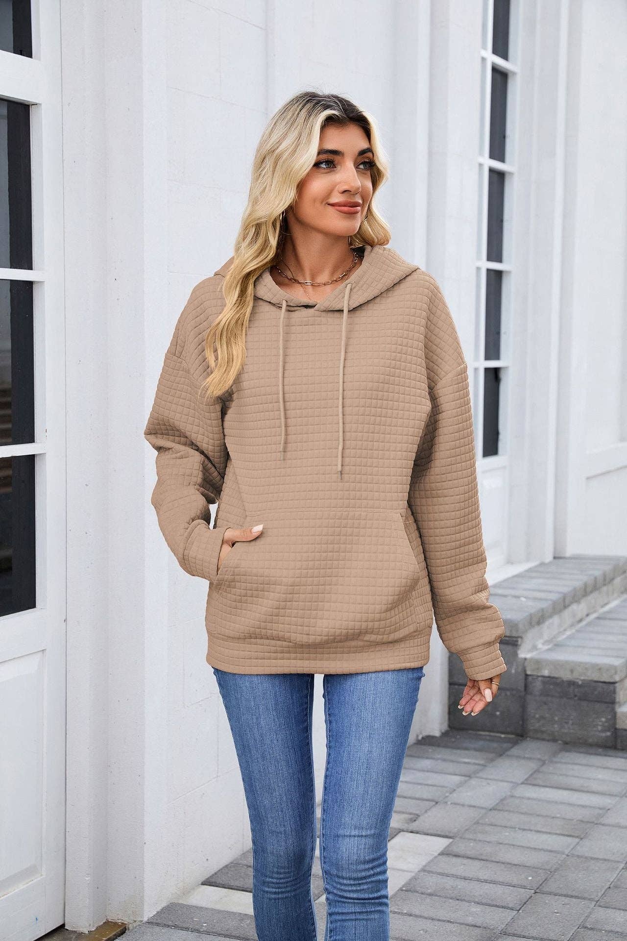 Suhkasana - Venta al por mayor Sudadera con capucha - Mujer - Sudadera con capucha de gran tamaño y bolsillos para mujer14