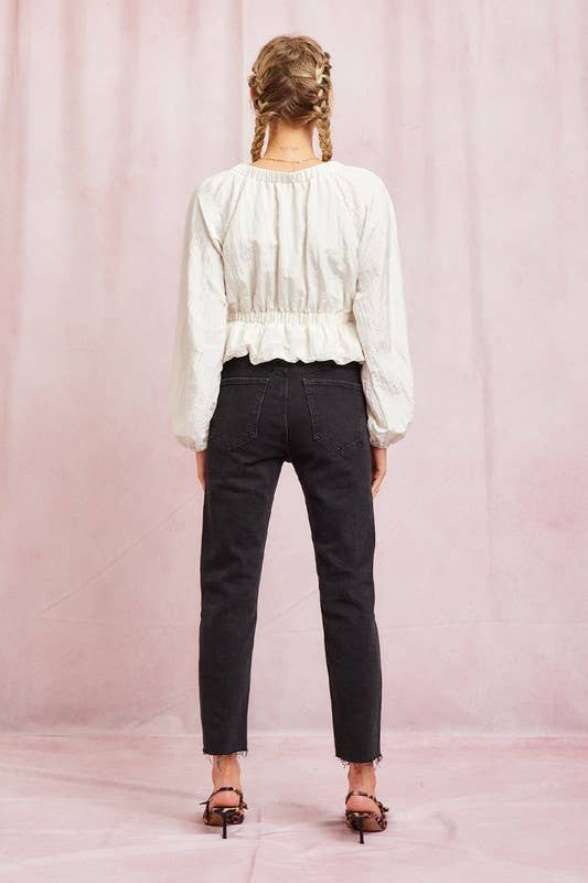 Ivory Poly Contrast Bow Top for wholesale on Faire4