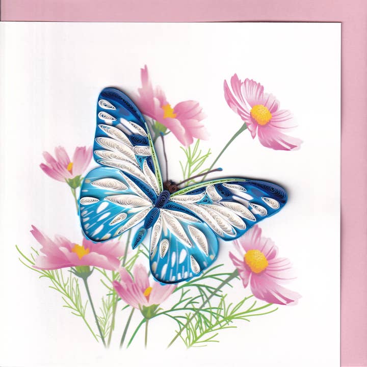 Blue Butterfly Quilling Card for wholesale by Blue Bird Cards