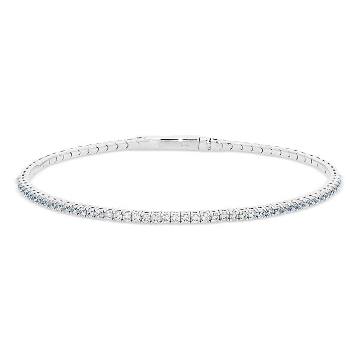 Bracelet flexible à une rangée en argent sterling avec finition platine pour la vente par Kelly Waters