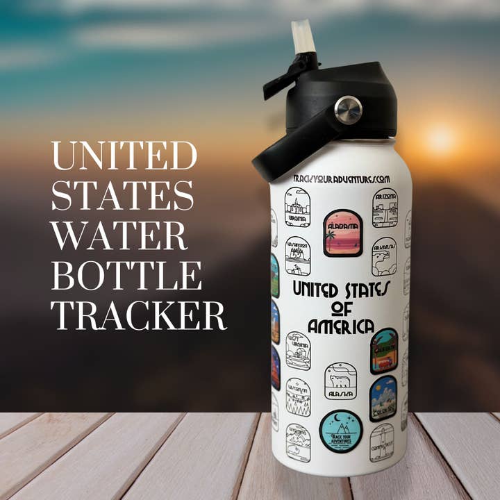 Track Your Adventures - Wholesale Water bottle - 50 States Water Bottle with Stickers6