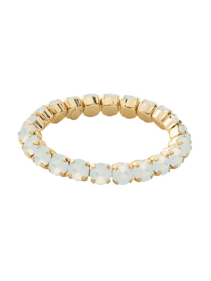 Bracelet extensible en cristal opale blanc plaqué or 10K 18 cm pour la vente par Sorrelli