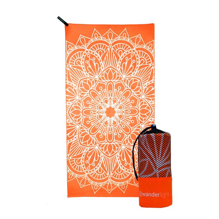 Microfiber Travel Towel - Ella Orange, Standard (55 X 27 ") for wholesale by Wanderlight USA