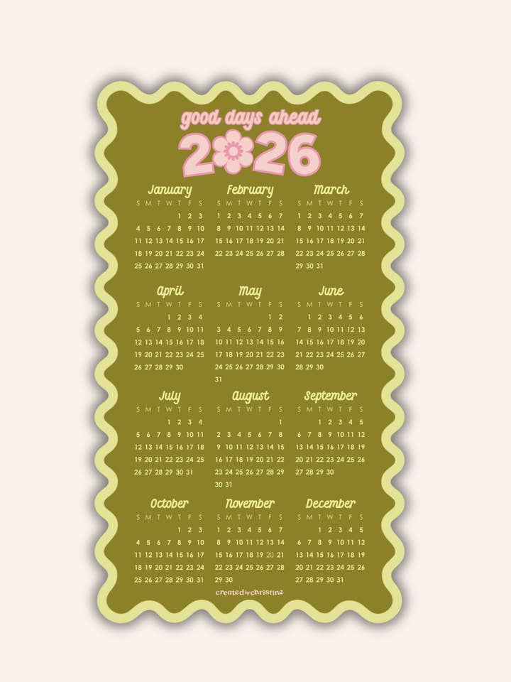 2026 Magnet Calendar | 12-Month Fridge Calendar for wholesale by Created By Christine