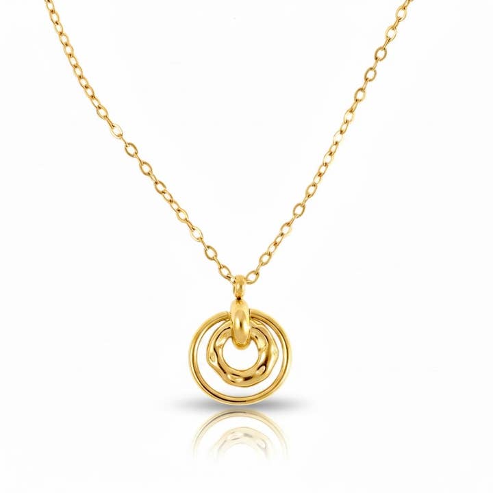 Double Circle Necklace - Geometric Interlocking Ring Pendant for wholesale by Blueyejewelry