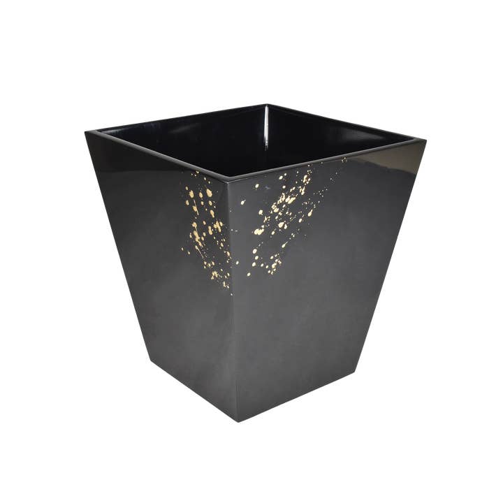 Pacific Connections – wholesale Papperskorg/papperskorg – Svart med konstfullt guld - Papperskorg