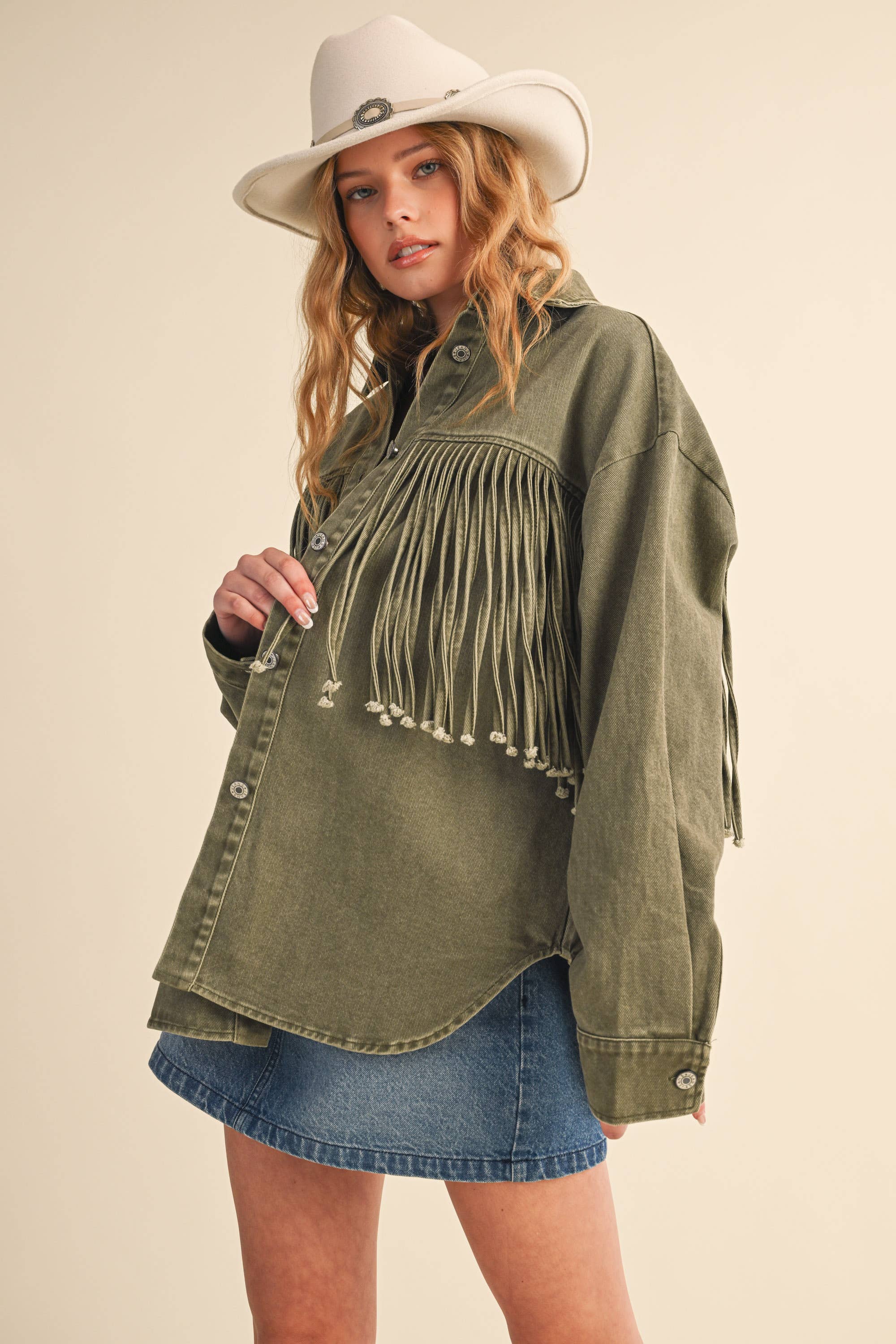 Klesis - Vente Veste-chemise – femme - Veste en jean à boutons avec couleur contrastante IJ171212