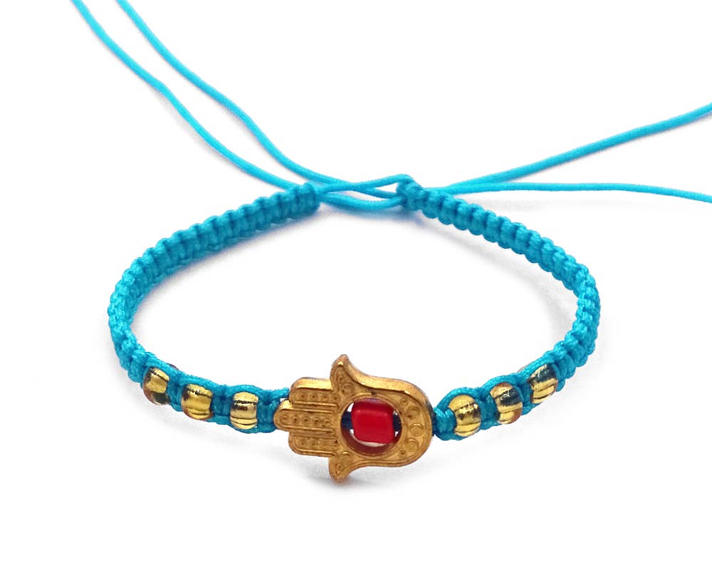 Pichincha - Wholesale Charm/Dangle Bracelet - Metal Hamsa Hand Charm Thin Macrame Friendship Bracelet4