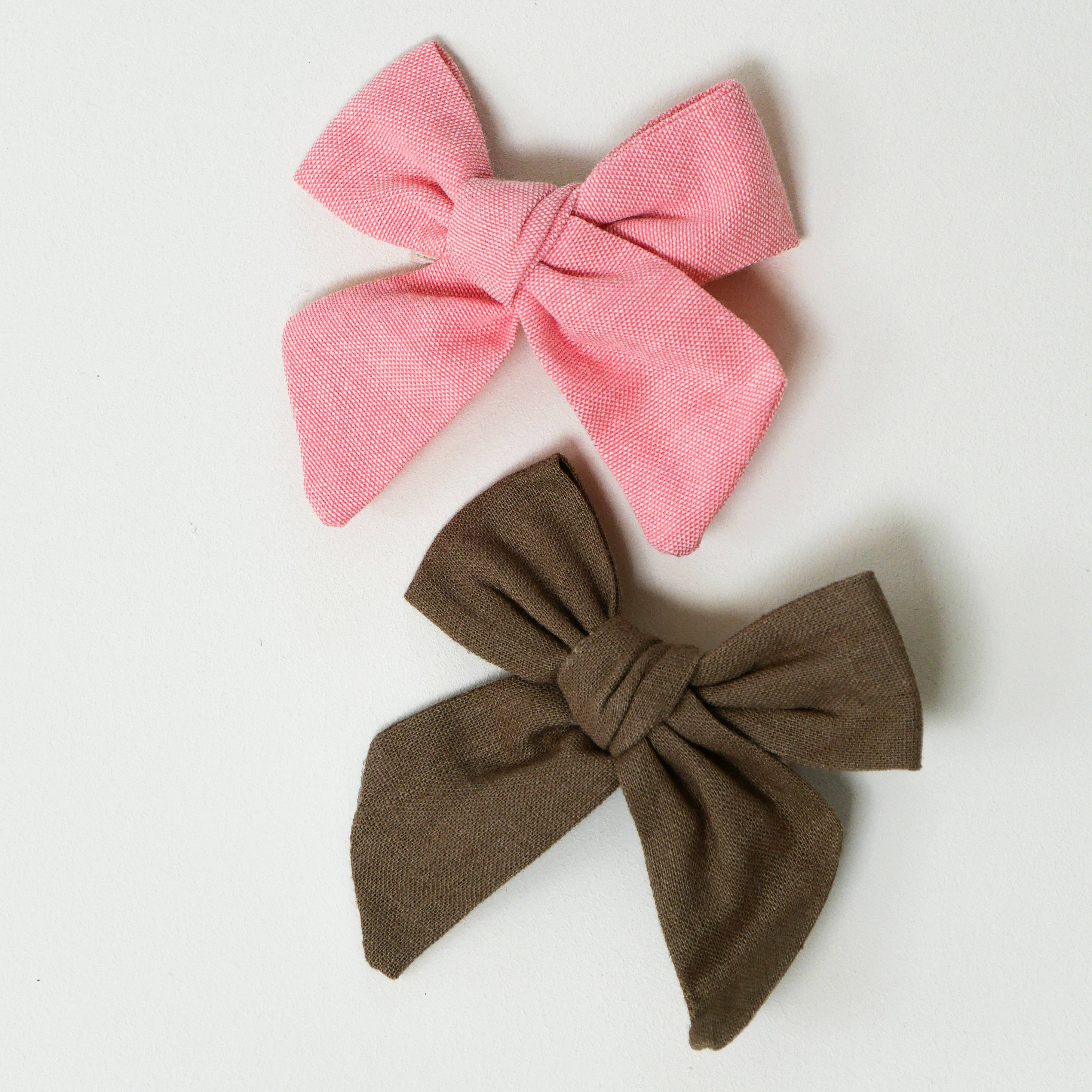 Gentil Coquelicot Paris - Wholesale Hair Bow - Kids - Pink and chocolate hair clip duo0