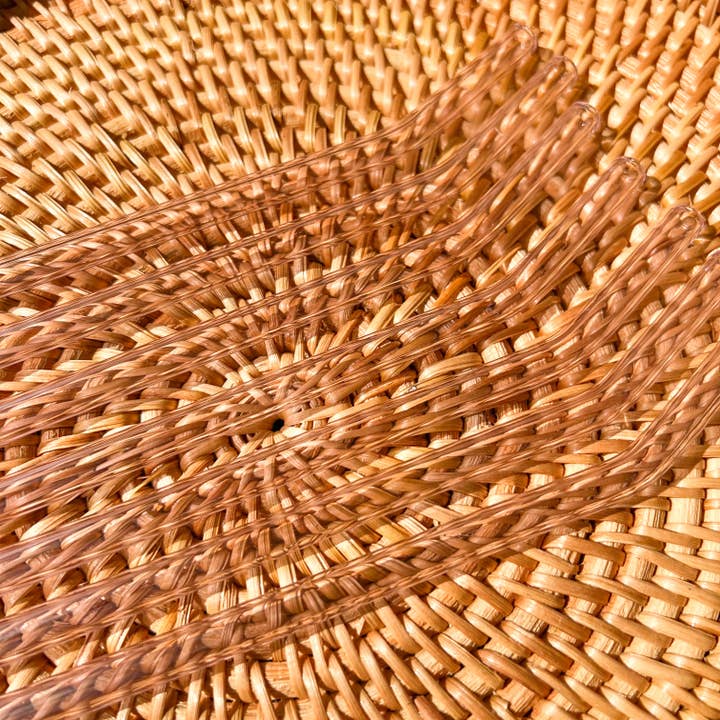 Pink Bent Reusable Glass Straws for wholesale by Meryum Designs