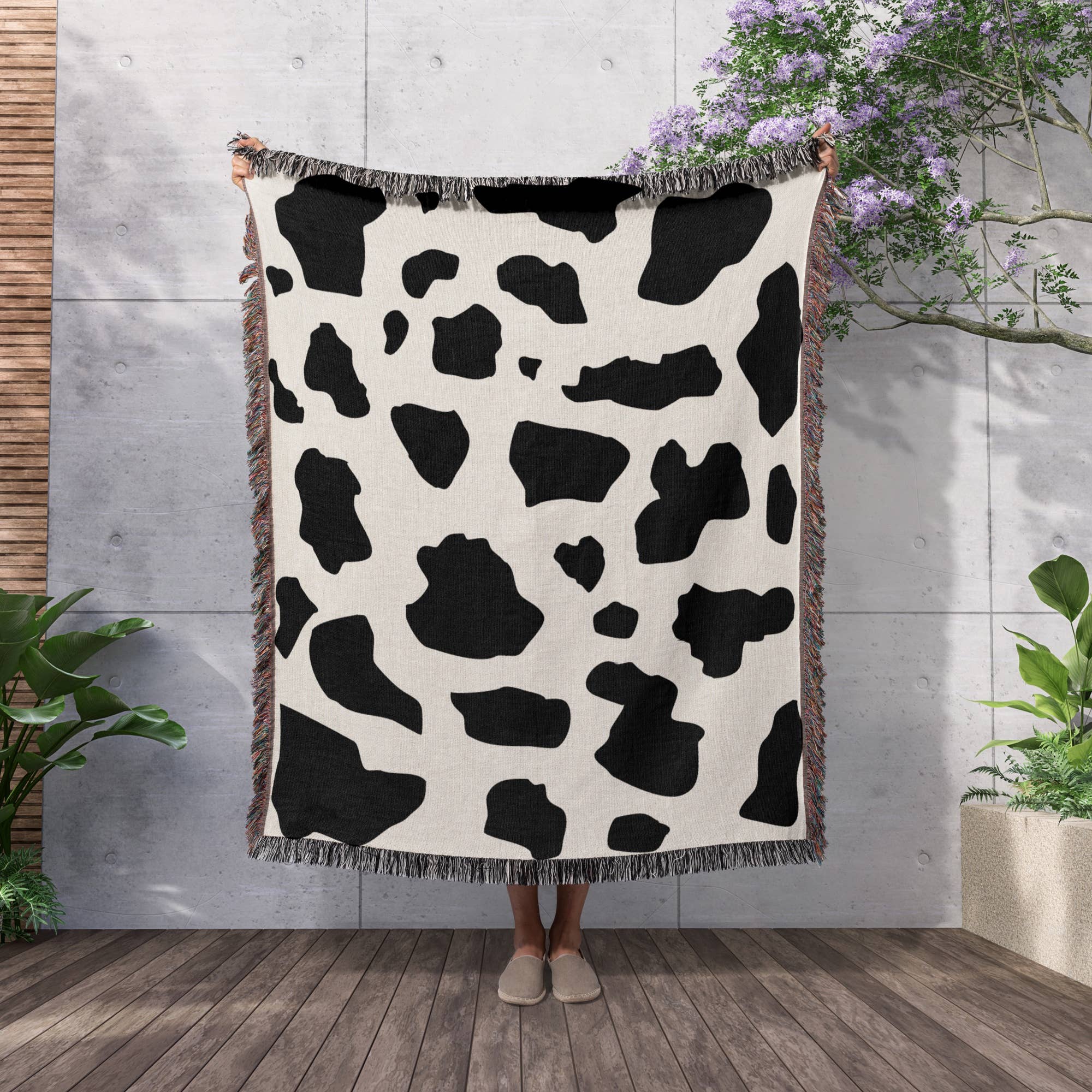 3dRose - Wholesale Throw Blanket - 3dRose, Black and white Cow pattern - Animal print - patches spots dairy skin hide fur stylish cowboy, Blanket2