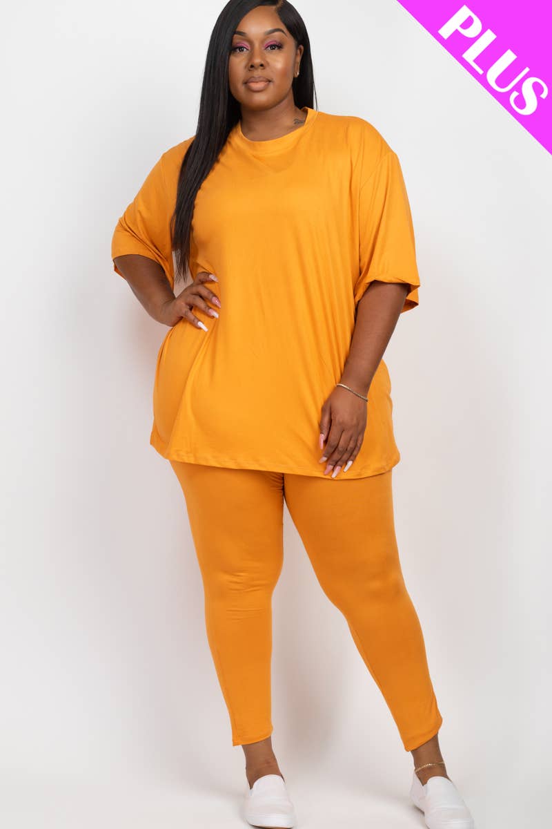 CAPELLA APPAREL - Wholesale Lounge Set - Women's - Plus Size Oversized T-shirt & Leggings Set6