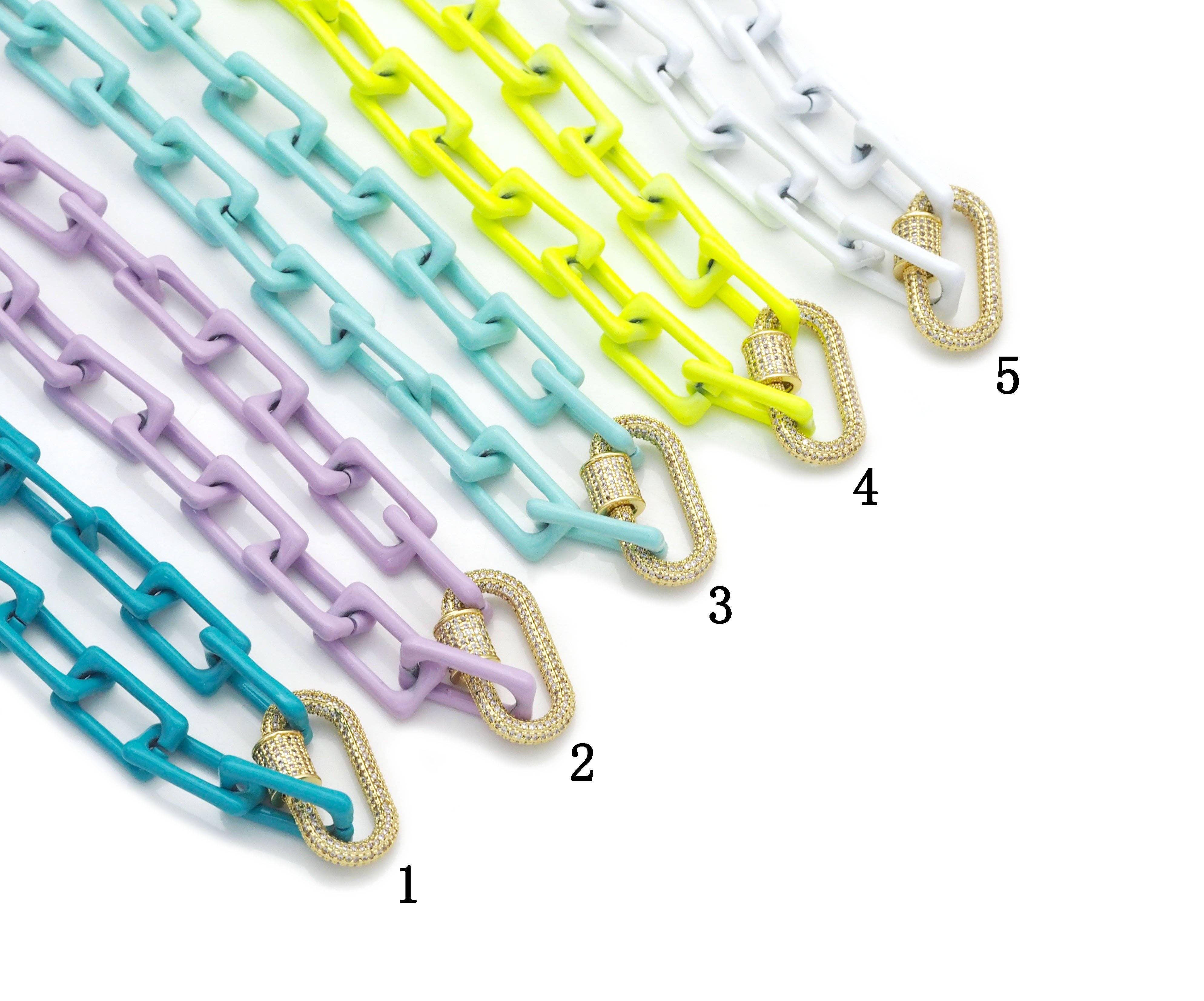 BestBeads&Beyond – Großhandel Gliederhalskette – Bunte ovale Emaille-Kette, Sku #EF2350