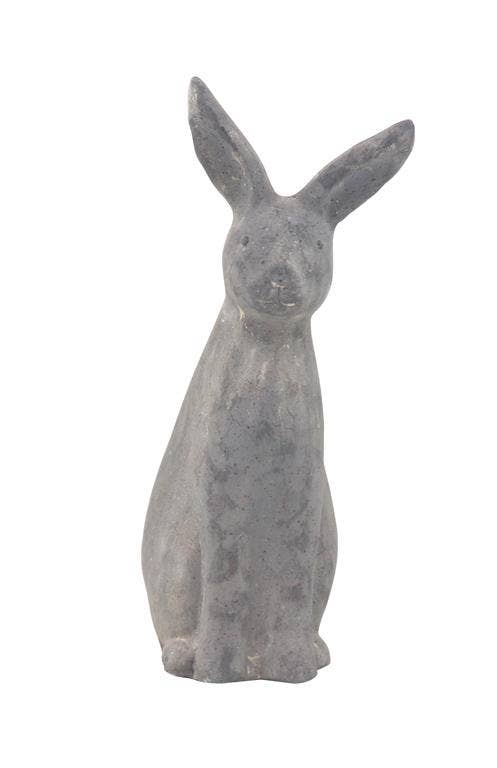 Will's Company - Wholesale Sculpture - Polystone Gray Bunny Rabbit Garden Sculpture - 18"0