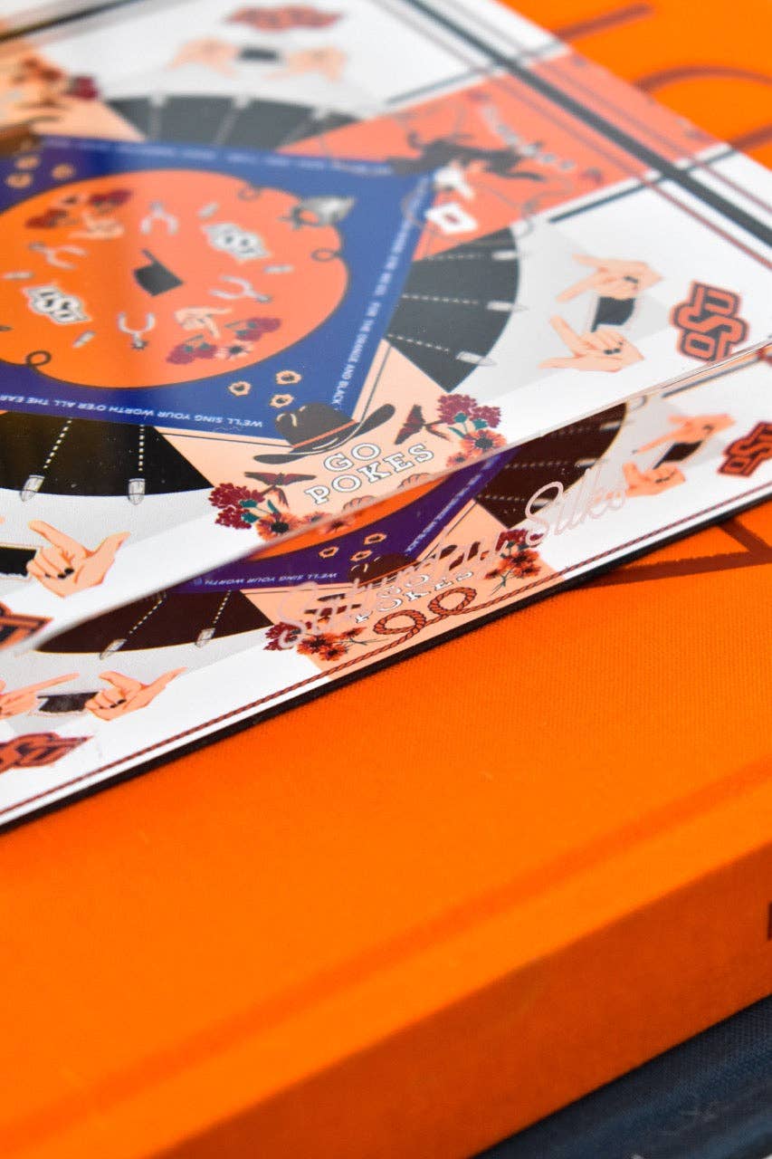 Saturday Silks - Wholesale Decorative Tabletop Object - OSU Cowboys Acrylic Block Art4