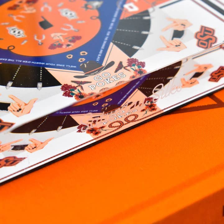 Saturday Silks - Wholesale Decorative Tabletop Object - OSU Cowboys Acrylic Block Art4