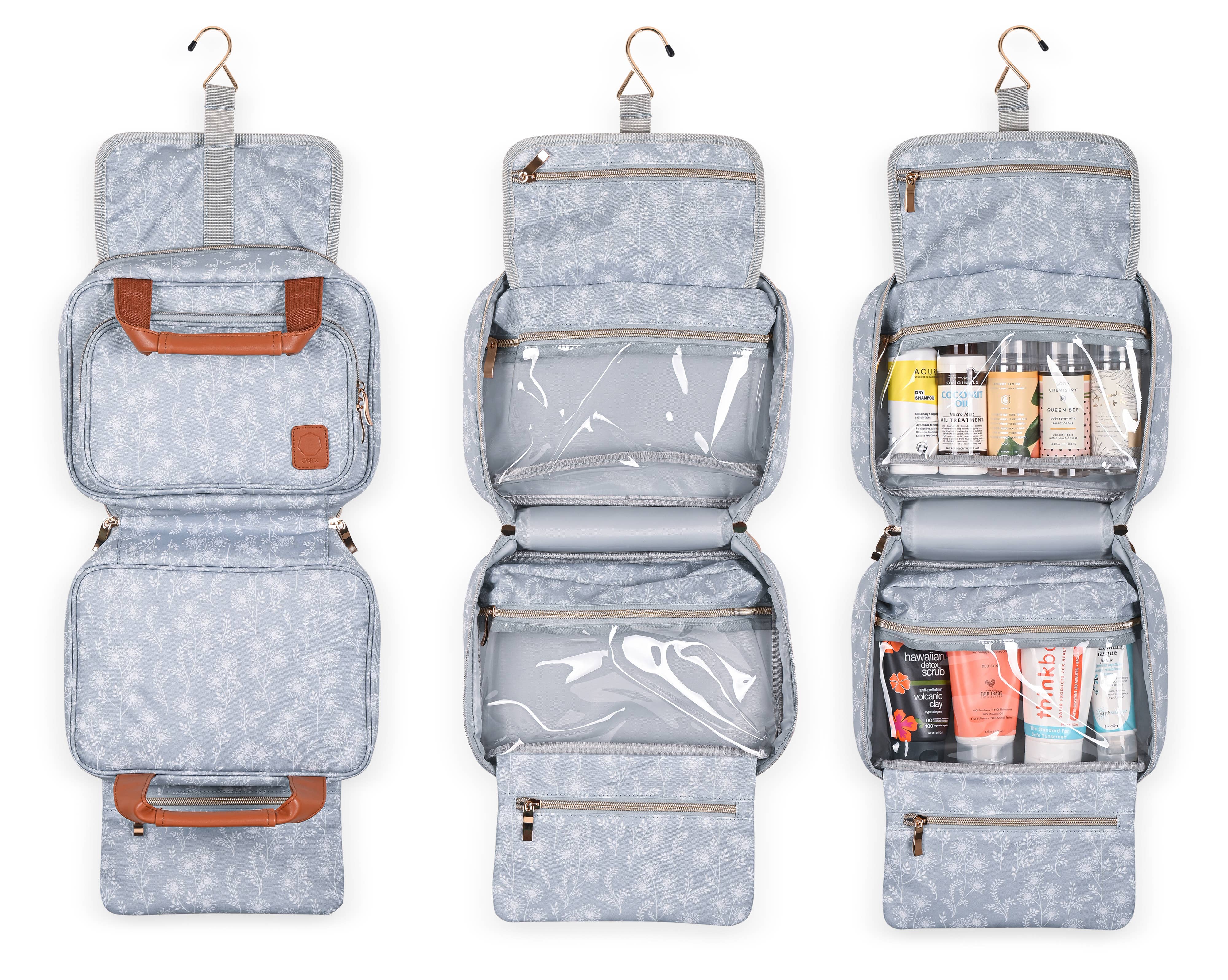 Onyx Outfitters NW - Wholesale Toiletry Bag - Women's - Floral Toiletry Bag Travel Bag with Hanging Hook - Cosmetic7