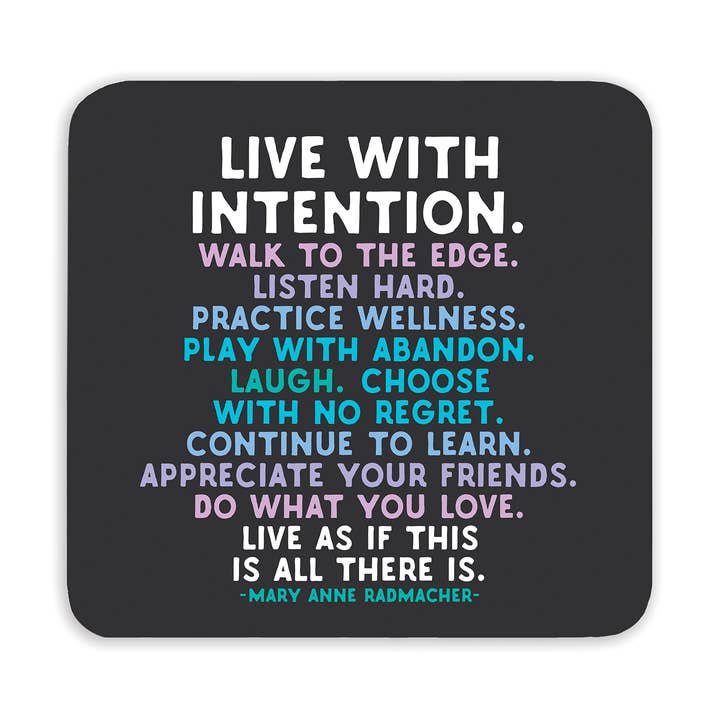 Coasters - CSD77 - Live With Intention (Mary Anne Radmacher) for wholesale by Quotable