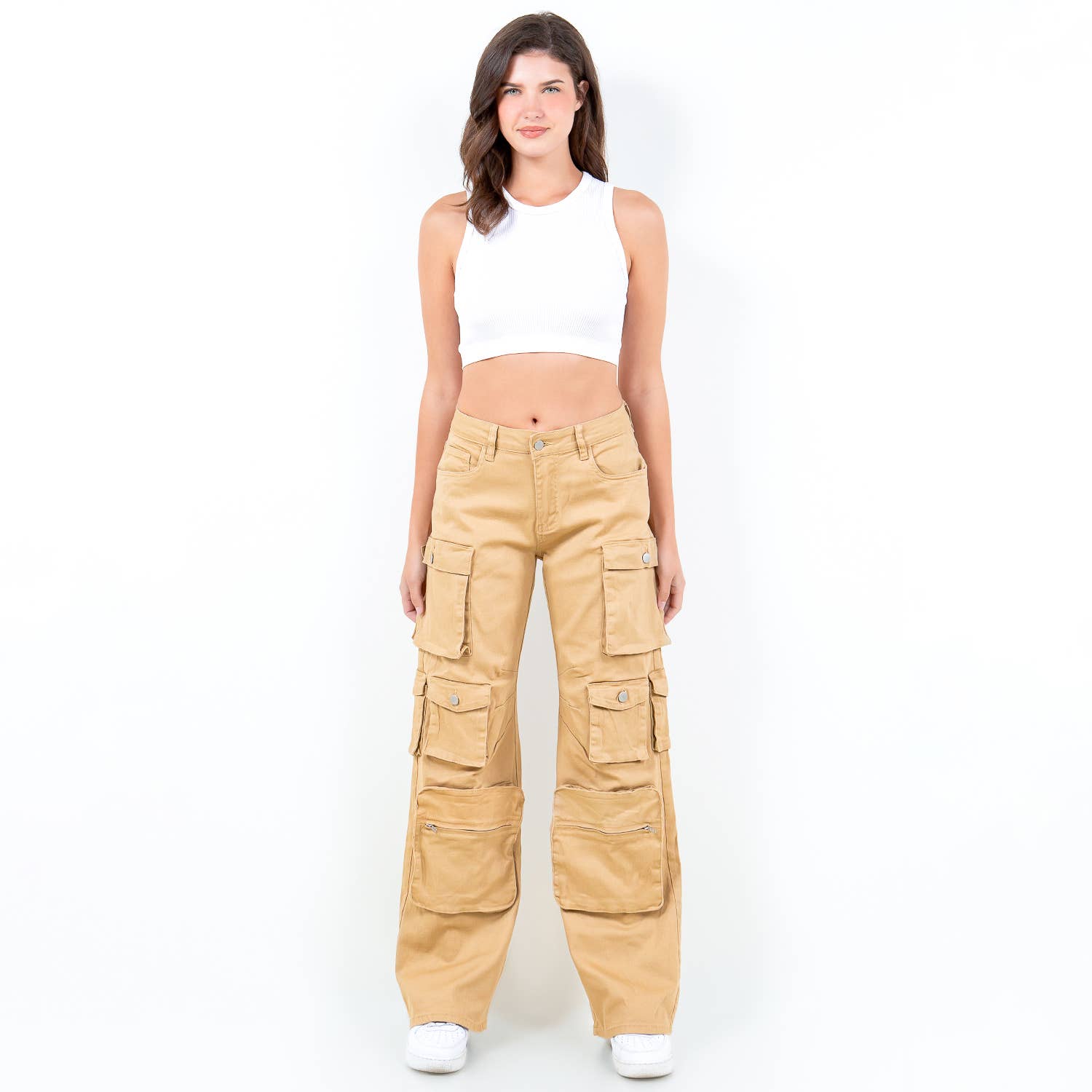 American Bazi - Vente Pantalon – femme - PANTALON TAILLE HAUTE AVEC POCHE À JAMBES LARGES-RJH305894