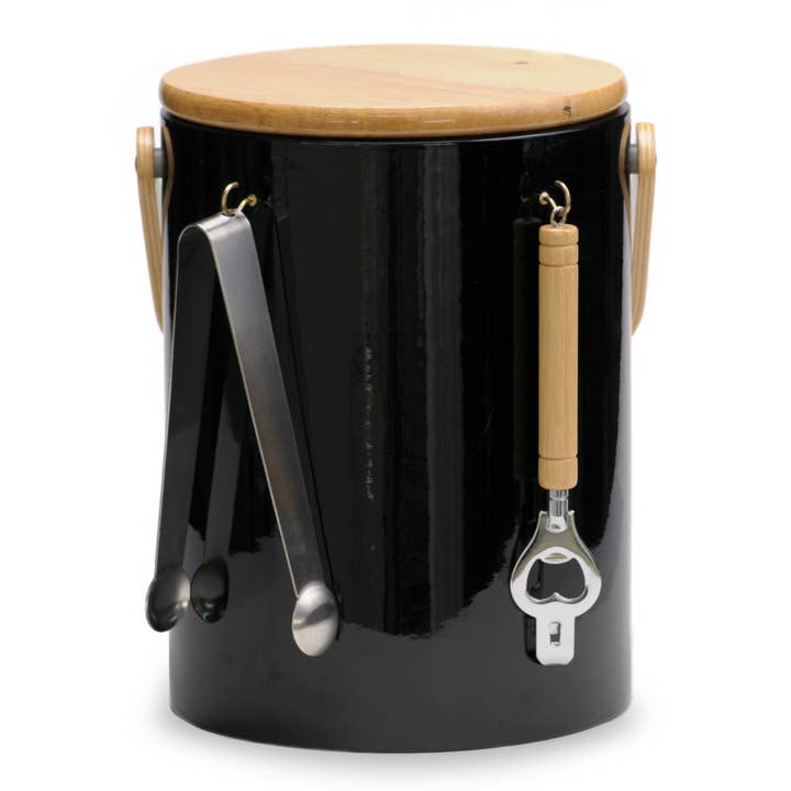 Black Beachwood 5 qt. Ice Bucket With Tools for wholesale by MR. ICE BUCKET, LLC.