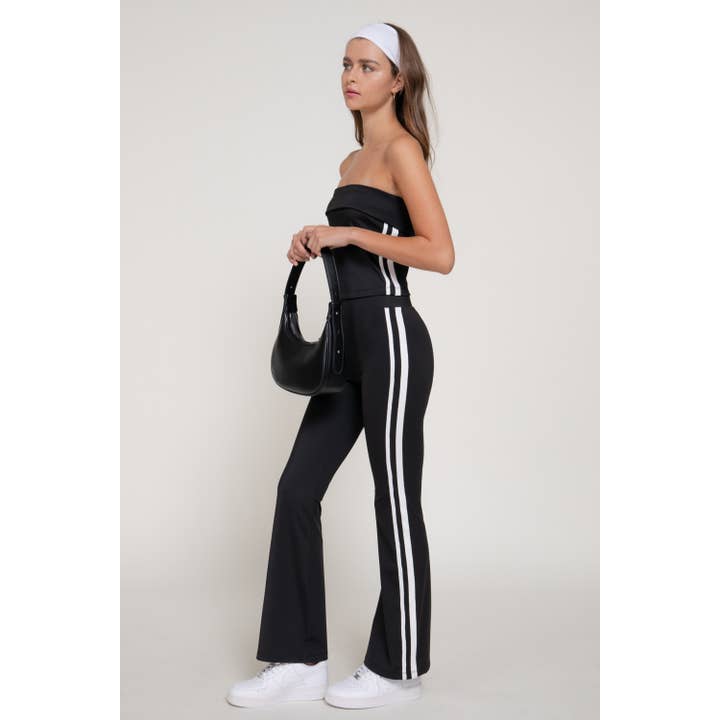 CONJUNTO DE TOP TUBO CON RAYA LATERAL Y PANTALONES ACAMPANADOS para venta al por mayor de Style Up