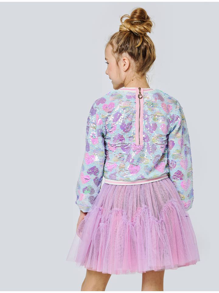 PINK MULTI HEART PRINT SEQUINED TWOFER DRESS for wholesale on Faire1