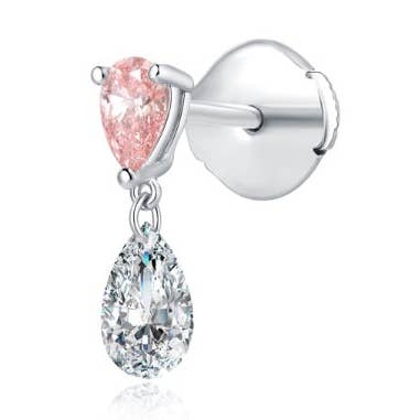 Floating Pink Pear Diamond Threaded Stud Earring for wholesale by LTM Jewels