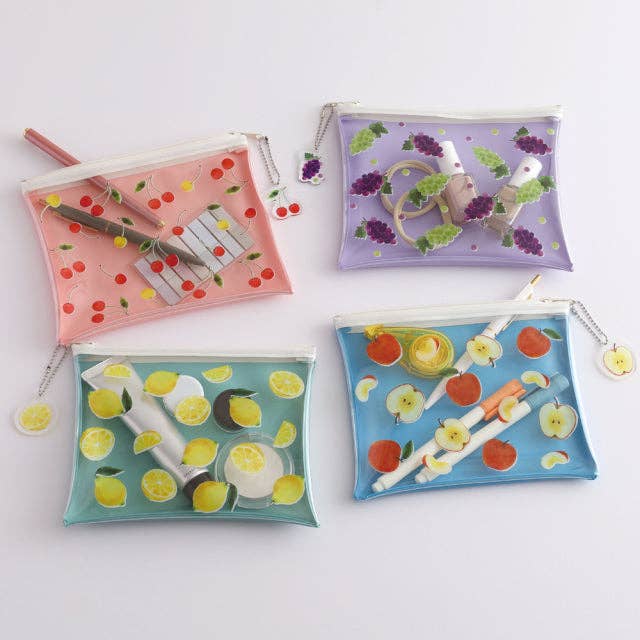 Green Flash Color fruits PVC pouch for wholesale by Greeting Life America