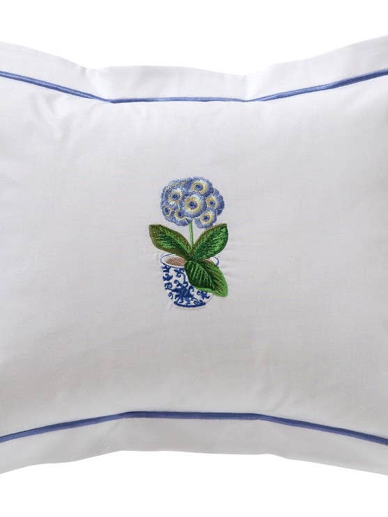 Housse de coussin boudoir, Primevère en pot (Bleu) pour la vente par Jacaranda Living