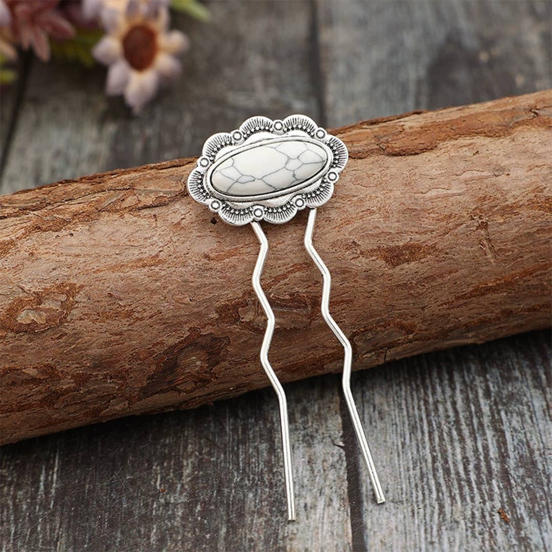 UNISHE – wholesale Set med håraccessoarer – Dam – Lång inlagd imitationsturkos hårsmycke i legering SP6040